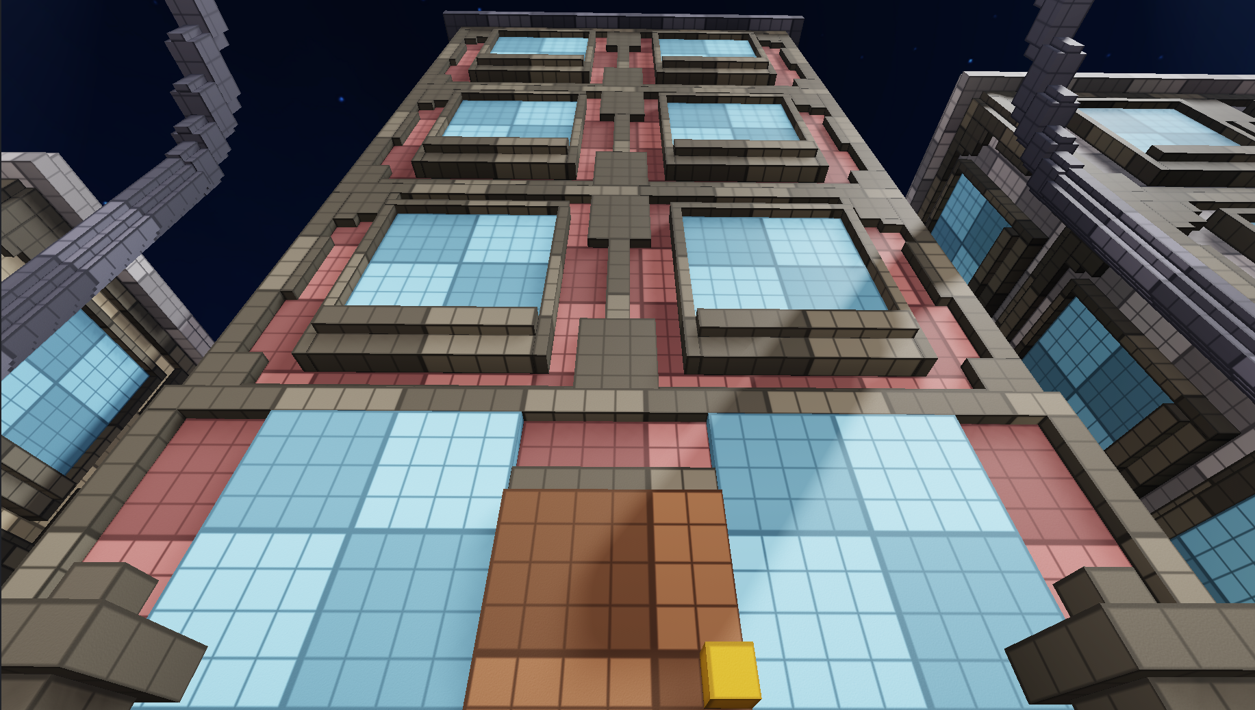 Close view of a Roblox building in Studio